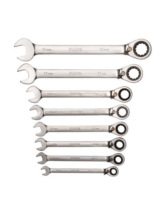 Llave Combinada con Carraca Fija 8 - 19 mm, Juego 8 Piezas IRIMO