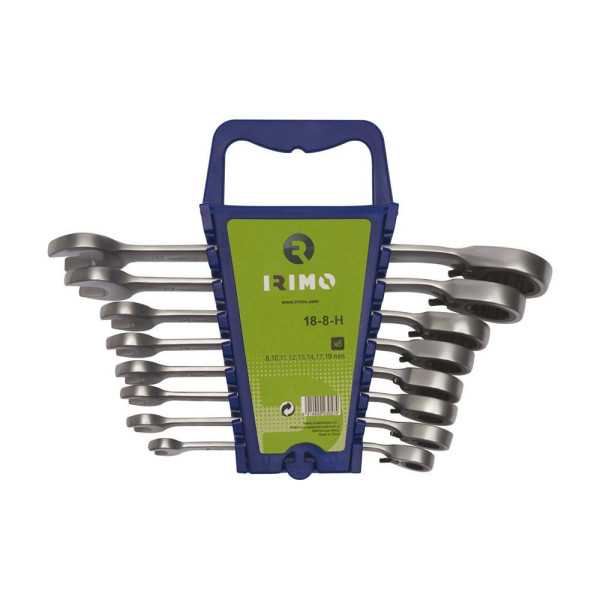 Llave Combinada con Carraca Fija 8 - 19 mm, Juego 8 Piezas IRIMO