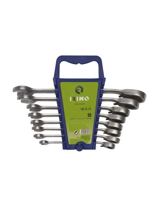 Llave Combinada con Carraca Fija 8 - 19 mm, Juego 8 Piezas IRIMO