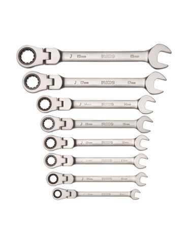 Llave Combinada con Carraca Cabeza Flexible Fija 8 - 19 mm, Juego 8 Piezas IRIMO