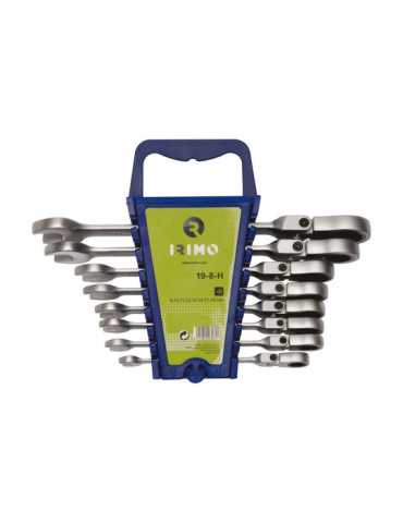 Llave Combinada con Carraca Cabeza Flexible Fija 8 - 19 mm, Juego 8 Piezas IRIMO 2