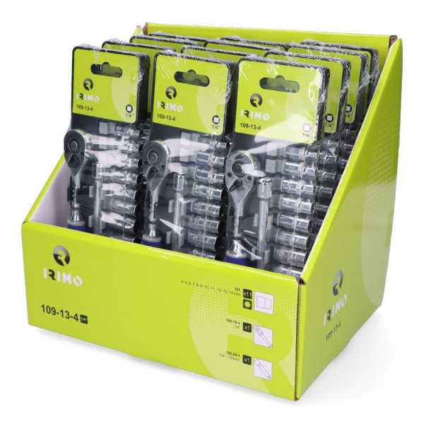 Llave de Carraca ¼ pulg, Vasos, Alargador, 13 Piezas IRIMO
