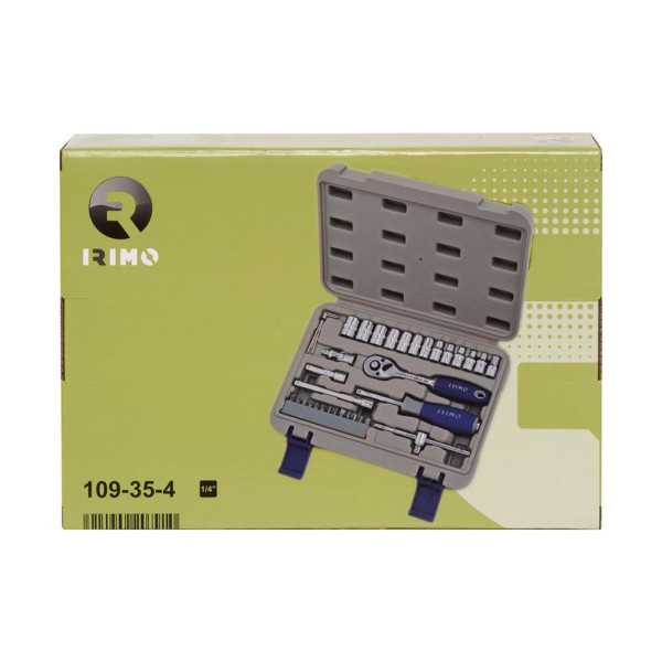 Llave de Carraca ¼ pulg, Vasos y Puntas, Juego 35 Piezas IRIMO