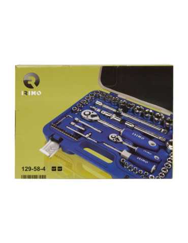 Llave de Carraca ½ y ¼ pulg, Vasos Hexagonales ½ 8-32mm y ¼ 4-13mm, Juego 58 Piezas IRIMO 2