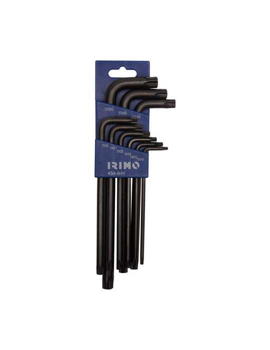 Llaves Acodadas Pavonadas Torx® Inviolables T10 - T50 454 - 9 - H, Juego de 9 Piezas IRIMO