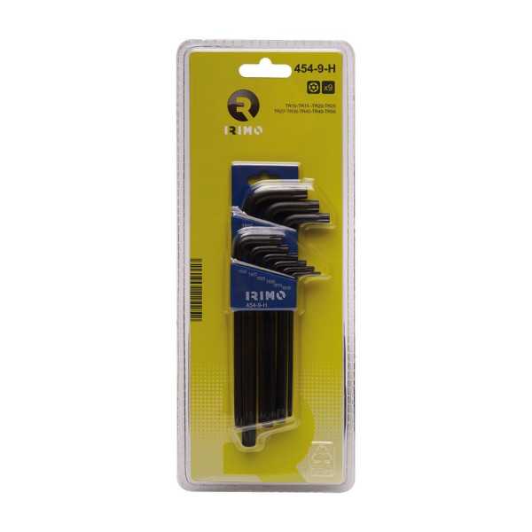 Llaves Acodadas Pavonadas Torx® Inviolables T10 - T50 454 - 9 - H, Juego de 9 Piezas IRIMO