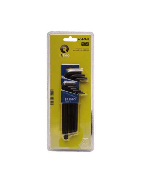 Llaves Acodadas Pavonadas Torx® Inviolables T10 - T50 454 - 9 - H, Juego de 9 Piezas IRIMO