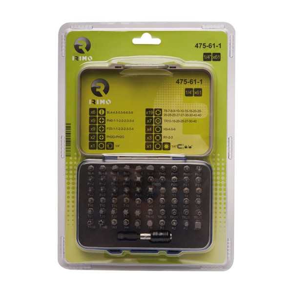 Puntas ¼ pulg con Portapuntas Magnético, Juego 61 Piezas IRIMO