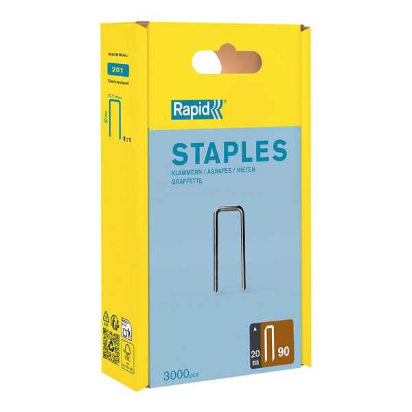 Grapas Estrechas Serie 90 / 20 mm Galvanizada, 3000 uds RAPID