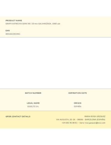 Grapas Estrechas Serie 90 / 20 mm Galvanizada, 3000 uds RAPID 2