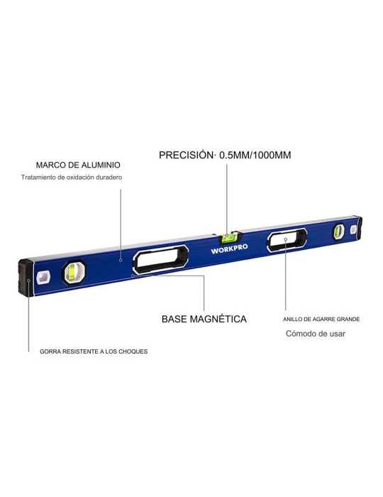 Nivel de Burbuja Pro con Base Magnética 60 cm WORKPRO