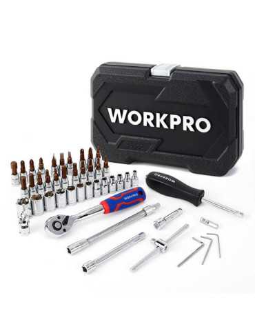 Llaves Vaso ¼ pulg, Juego 46 Piezas WORKPRO