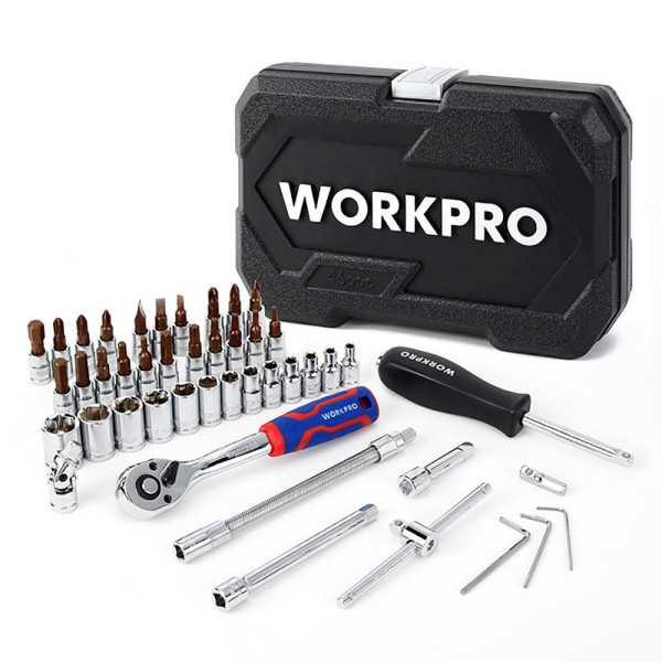 Llaves Vaso ¼ pulg, Juego 46 Piezas WORKPRO