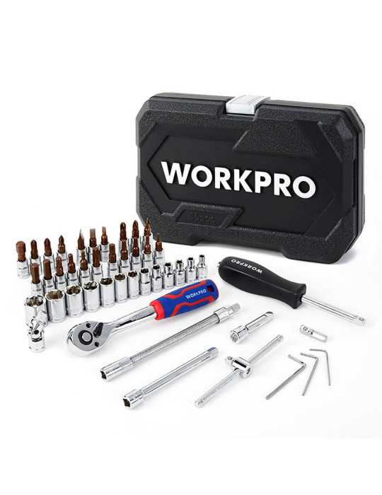 Llaves Vaso ¼ pulg, Juego 46 Piezas WORKPRO