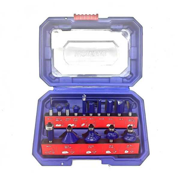 Fresa para Madera 6,35 mm, Juego 15 Piezas WORKPRO
