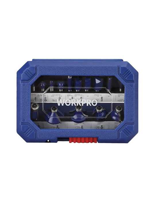 Fresa para Madera 6,35 mm, Juego 15 Piezas WORKPRO