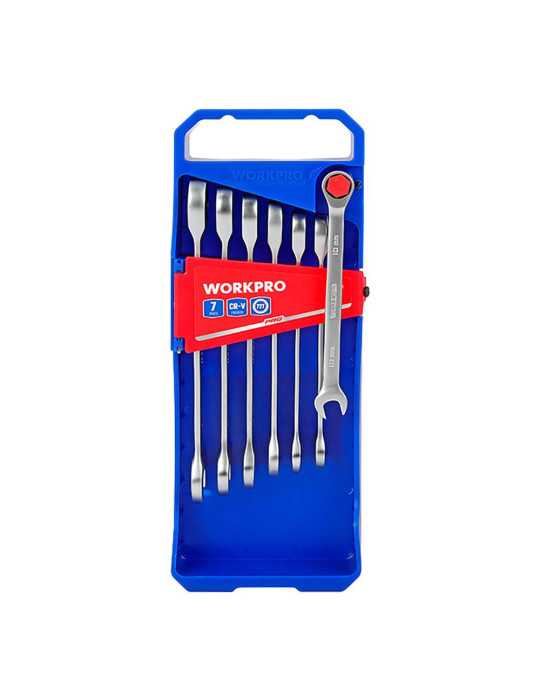 Llave Mixta de Carraca, Métricas 10-11-12-13-14-15-16 mm, Juego 7 Piezas WORKPRO