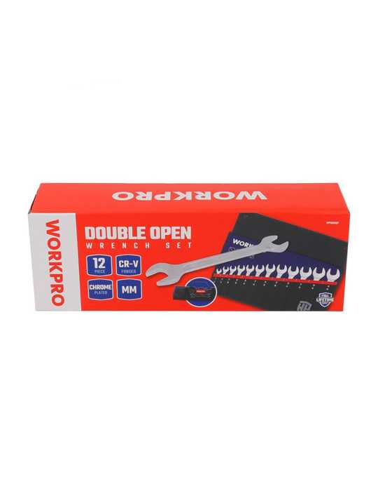 Llave Fija Doble, Juego 12 Piezas WORKPRO