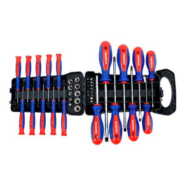 Destornilladores Magnéticos con Soporte, Juego de 45 Piezas WORKPRO