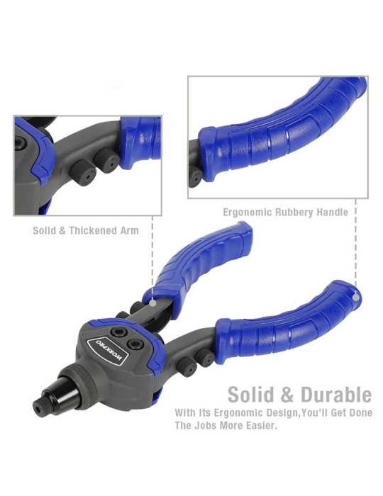 Remachadora Manual 250 mm - 10 pulg, 5 en 1 WORKPRO