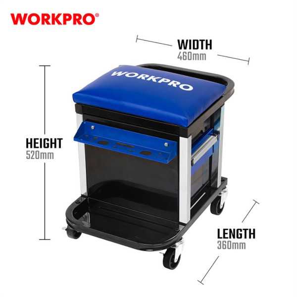 Taburete con Cajones y Ruedas (Herramienta No Incluida), 46 x 36 x 52 cm WORKPRO