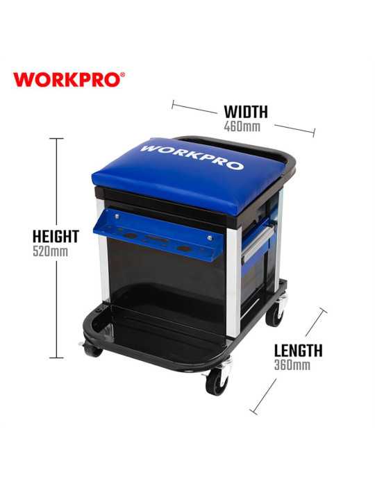 Taburete con Cajones y Ruedas (Herramienta No Incluida), 46 x 36 x 52 cm WORKPRO