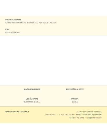 Carro Herramientas, 3 Bandejas (Herramienta No Incluida), 75,5 x 35,5 x 70,5 cm WORKPRO 2