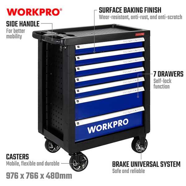 Carro Herramientas, 7 Cajones (Herramienta No Incluida), 77 x 47 x 97 cm WORKPRO