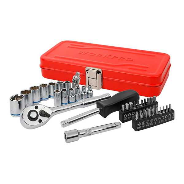 Llave de Carraca, ¼ pulg, Juego 37 Piezas WORKPRO