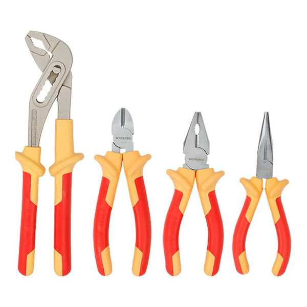 Alicates Aislados, Juego 4 Piezas WORKPRO