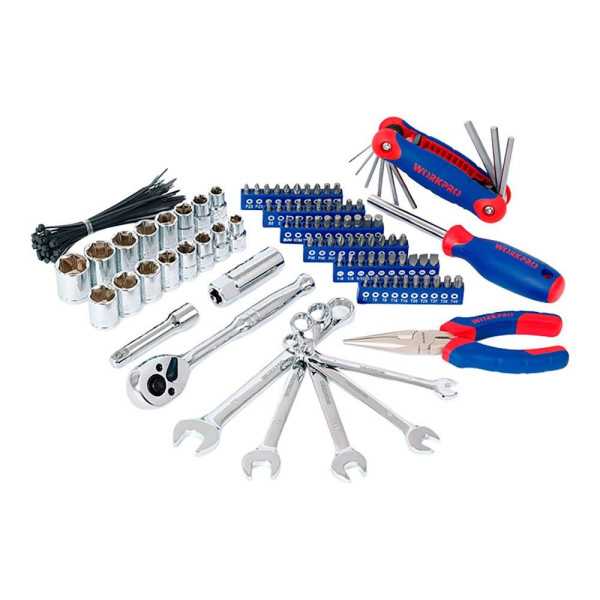 Asiento Rodante + Herramientas, 136 Piezas, (Métrico-Sae) WORKPRO