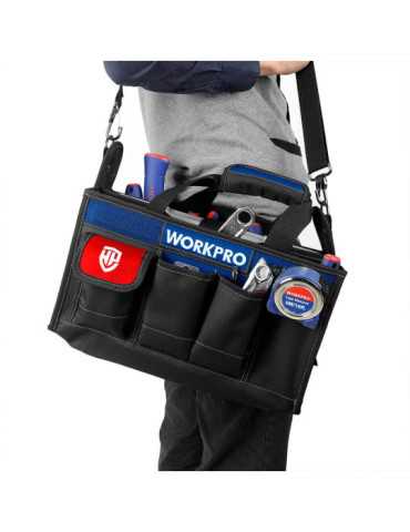 Bolsa de Herramientas con Correa, Caja Divisora y Múltiples Bolsillos, 39 x 22 x 29 cm WORKPRO 2