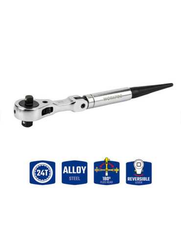 Carraca 2 en 1, Reversible ½-3/8 pulg, 24 Dientes WORKPRO