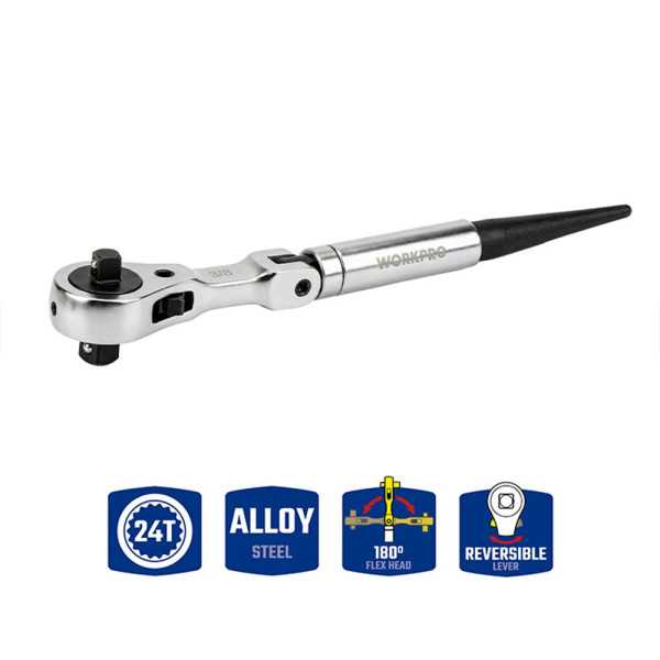 Carraca 2 en 1, Reversible ½-3/8 pulg, 24 Dientes WORKPRO