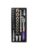 Llave de Carraca y Vasos ½ pulg, Juego 24 Piezas, Métrico WORKPRO