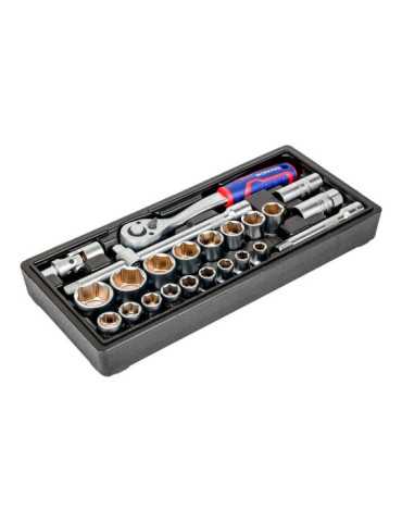 Llave de Carraca y Vasos ½ pulg, Juego 24 Piezas, Métrico WORKPRO 2