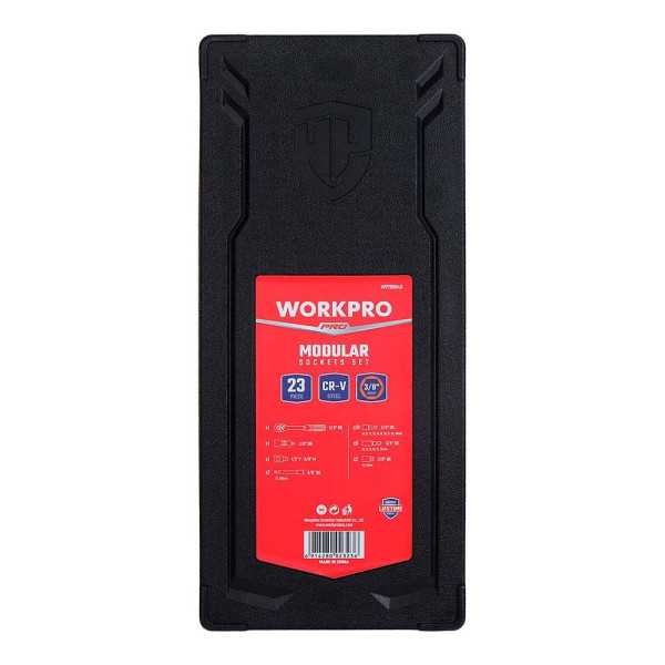 Llave de Carraca y Vasos 3/8 pulg, Juego 23 Piezas, Métrico WORKPRO