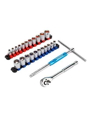 Llave de Carraca y Vasos 3/8 pulg, Juego 24 Piezas, Métrico-Sae WORKPRO 2