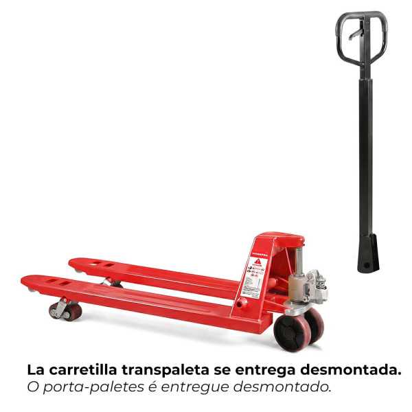 Carretilla Transpaleta Manual de 2,5 T, Roja, 1150 x 550 mm WORKPRO