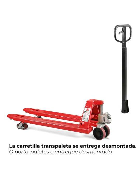 Carretilla Transpaleta Manual de 2,5 T, Roja, 1150 x 550 mm WORKPRO