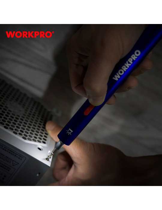 Kit Destornillador de Precisión Recargable 3,6 V USB, 26 Accesorios WORKPRO