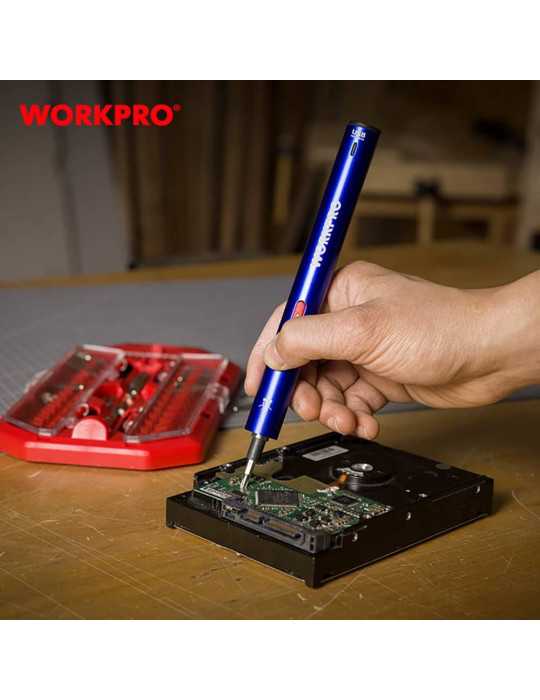 Kit Destornillador de Precisión Recargable 3,6 V USB, 26 Accesorios WORKPRO