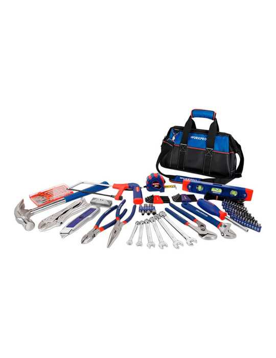 Juego de Herramientas para Reparaciones Domésticas, Bolsa 156 Piezas WORKPRO