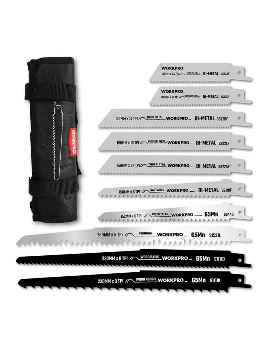 Hojas de Sierra Sable Mixtas 10+10, Juego 20 Piezas WORKPRO