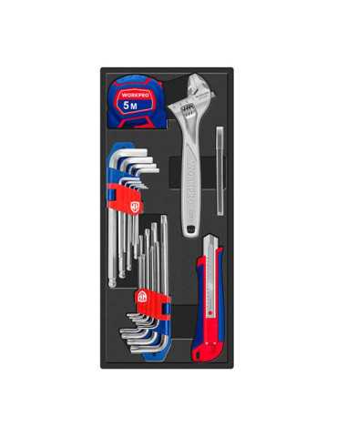 Juego de Herramientas Mixtas, Llave Ajustable Apertura 30mm, 31 Piezas, Serie Modular WORKPRO