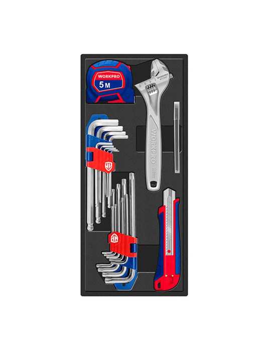 Juego de Herramientas Mixtas, Llave Ajustable Apertura 30mm, 31 Piezas, Serie Modular WORKPRO