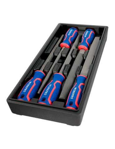 Limas 200 mm, Acero T12, Juego 5 Piezas, Serie Modular WORKPRO 2