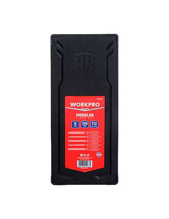 Limas 200 mm, Acero T12, Juego 5 Piezas, Serie Modular WORKPRO