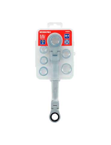 Llave de Estrella Doble con Carraca, Articulada, 6 Bocas Intercambiables, Cr-V, 14 x 19 mm, 7 Piezas WORKPRO 2
