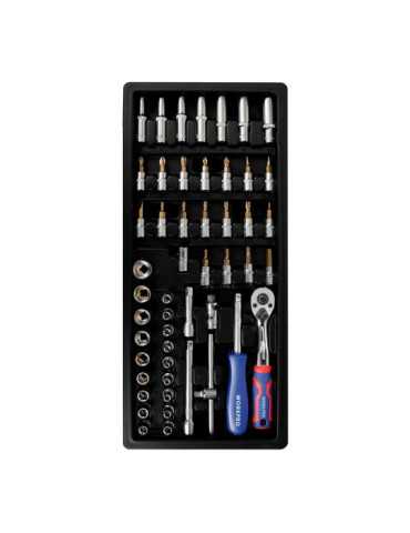 Llave de Carraca, Vasos y Puntas ¼ pulg, Juego 50 Piezas, Serie Modular WORKPRO